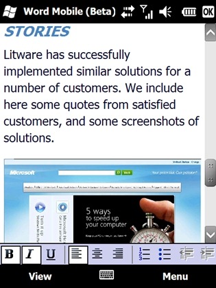 Office Mobile 2010 Beta for Windows Mobile