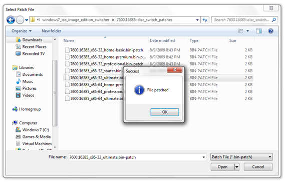 Windows 7 ISO Image Edition Switcher